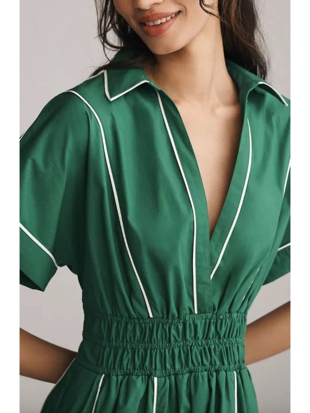 Anthropologie Somerset Maxi Dress Size XL Green Collared - Picture 6 of 6